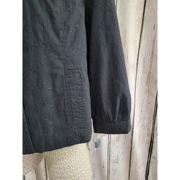 ALK Women's Large Style & Co Black Two Button Eyelet Blouse Jacket Blazer Coat - Picture 2 of 9